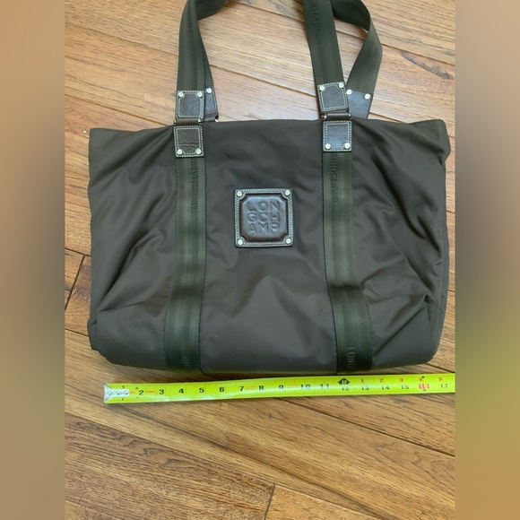 Longchamp Brown Nylon Tote with Brown Leather Square Label - Picture 4 of 10